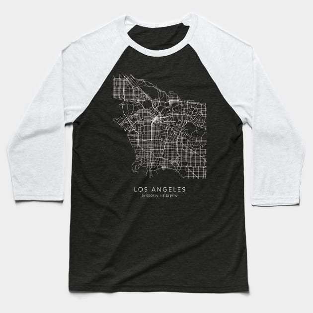 Los Angeles Map Baseball T-Shirt by Dennson Creative